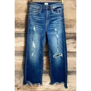 Sneak Peek Distressed Wide Leg Jeans Sz 7 28 Waist Frayed Hem High-Waist Stretch